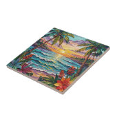 Carreau Tropical Paradise | Coastal Beach Scene Impasto (Côté)