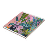 Carreau Tropical pink flamingos set against lush green (Côté)