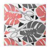 Carreau Tropical print monstera leaves scissors jungle exo (Devant)