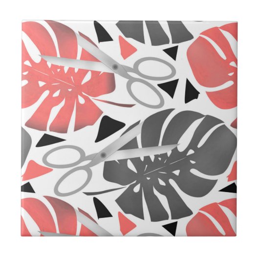 Carreau Tropical print monstera leaves scissors jungle exo (Devant)