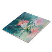 Carreau Tropical rose blanc jaune floral (Côté)