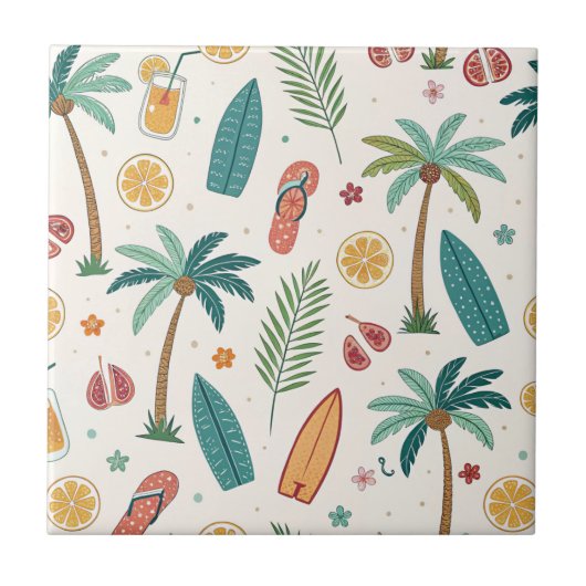 Carreau Tropical Summer Beach Pattern (1) (Devant)