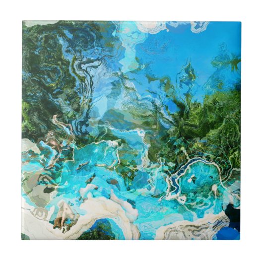 Carreau Tropical Turquoise Océan Bleu & algues Vert (Devant)