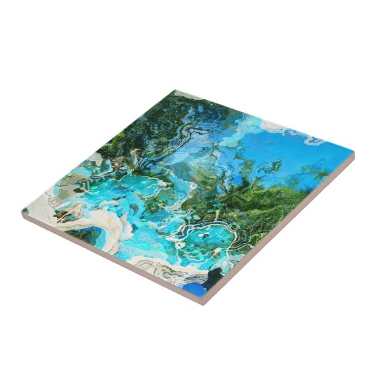 Carreau Tropical Turquoise Océan Bleu & algues Vert (Côté)
