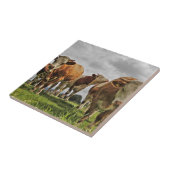 Carreau Troupeau drôle de vaches dans le pâturage (Côté)