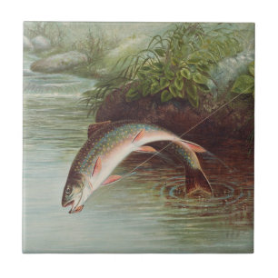 Carreau Truitelle de ruisseau sautant par S.A. Kilbourne P