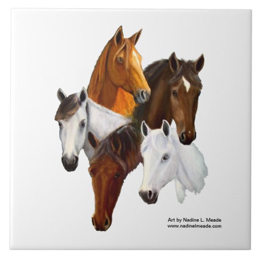 Carreau Tuile, 5 têtes de cheval (Devant)