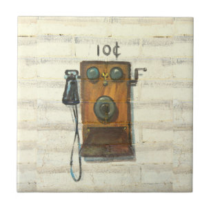 Carreau tuile antique de téléphone payant de mur