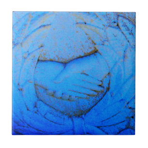 Carreau tuile bleue à mains croisées