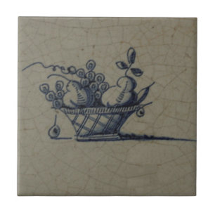 Carreau Tuile bleue ancienne classique de Delft -
