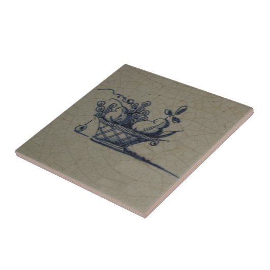 Carreau Tuile bleue ancienne classique de Delft - (Côté)