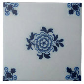 Carreau Tuile bleue ancienne classique de Delft - motif (Devant)