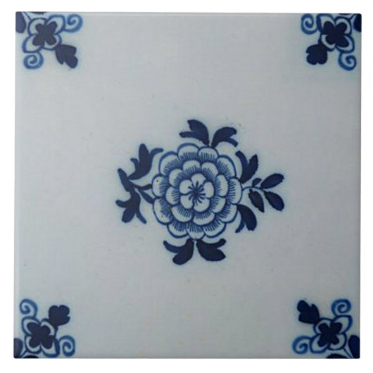 Carreau Tuile bleue ancienne classique de Delft - motif (Devant)