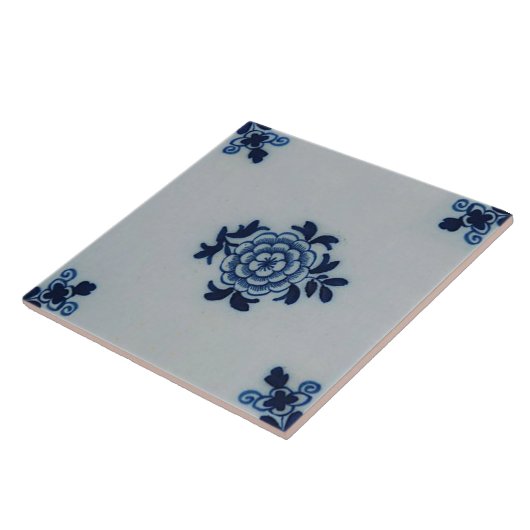 Carreau Tuile bleue ancienne classique de Delft - motif (Côté)