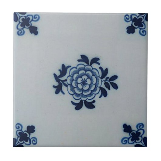 Carreau Tuile bleue ancienne classique de Delft - motif (Devant)