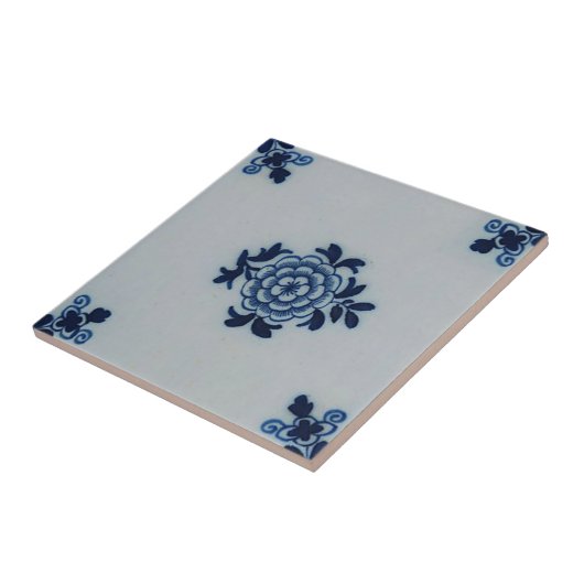 Carreau Tuile bleue ancienne classique de Delft - motif (Côté)