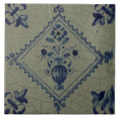 Carreau Tuile bleue de Delft - vase avec les fleurs et le (Devant)