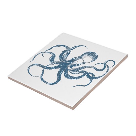 Carreau tuile bleue de poulpe (Côté)