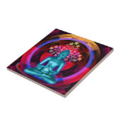 Carreau Tuile bleue méditante de Bouddha (Côté)