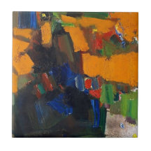 Tuile carré de 4,25 pouces avec conception abstrai