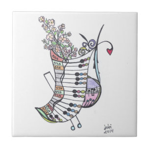 Carreau tuile :  clavier de bananiers textiles