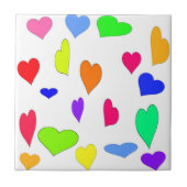 Carreau tuile colorée de coeurs (Devant)