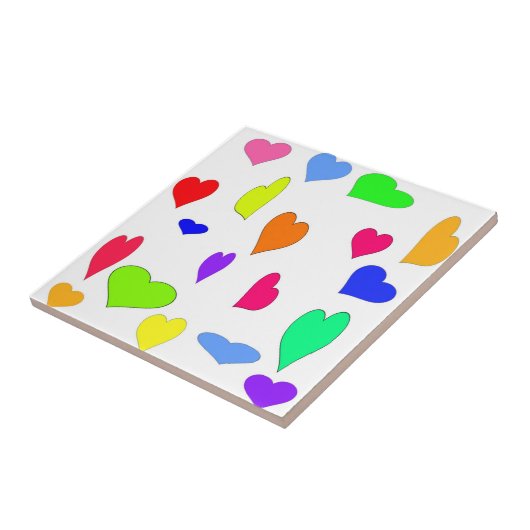 Carreau tuile colorée de coeurs (Côté)