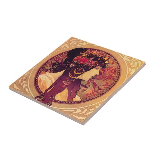 Carreau Tuile d'Alphonse Mucha Donna Orechini (Côté)