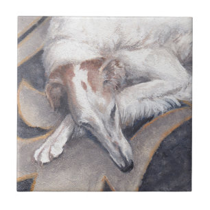 Carreau Tuile d'art de chien de princesse Alia Borzoi