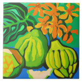 Carreau Tuile d'art de fruit à pain tropical (Devant)