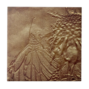 Carreau Tuile d'art de Papillon vieilli texturé