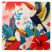 Carreau Tuile d'art ornithologique tropical du Toucan (Devant)