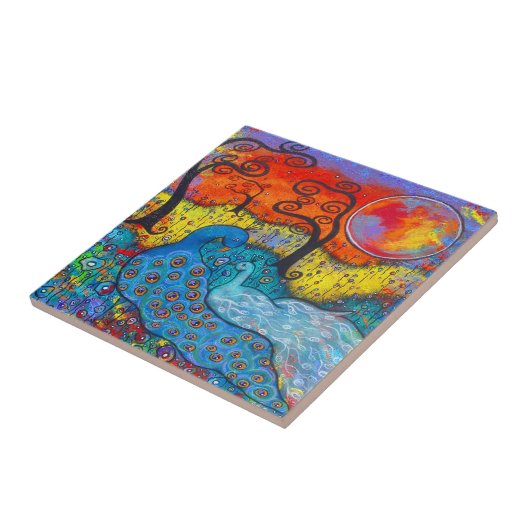 Carreau Tuile d'art Peacocks enchanté (Côté)