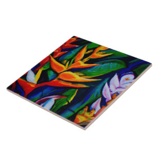 Carreau Tuile d'art tropical et hawaïen