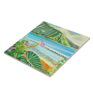 Carreau Tuile d'art tropical et hawaïen