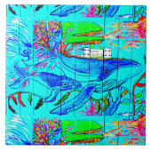 Carreau tuile de baleines sous-marines (Devant)