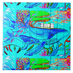 Carreau tuile de baleines sous-marines