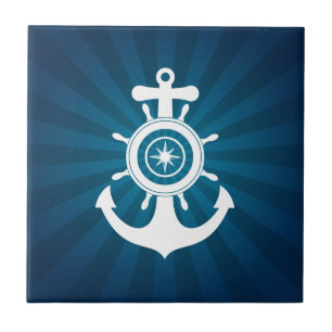 Carreau Tuile de bleu de marin d'Ancre