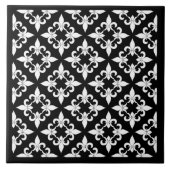 Carreau Tuile de bois d'ébène de Fleur de Lis Pattern (Devant)
