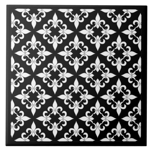 Carreau Tuile de bois d'ébène de Fleur de Lis Pattern (Devant)