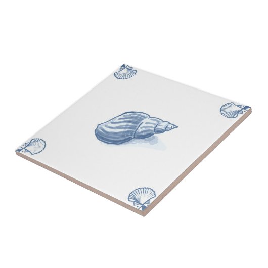 Carreau Tuile de buccin de Delft avec des coins de Shell (Côté)