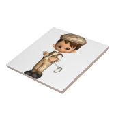 Carreau Tuile de caricature de golfeur (Côté)