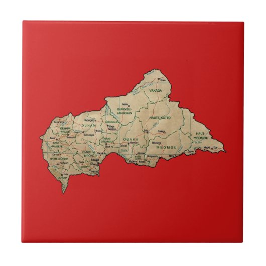 Carreau Tuile de carte de Centrafrique (Devant)