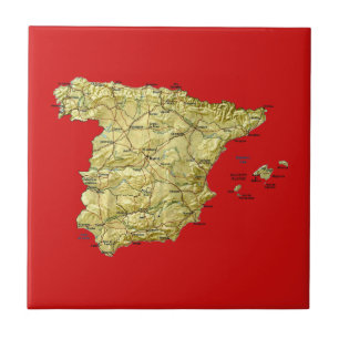 Carreau Tuile de carte de l'Espagne