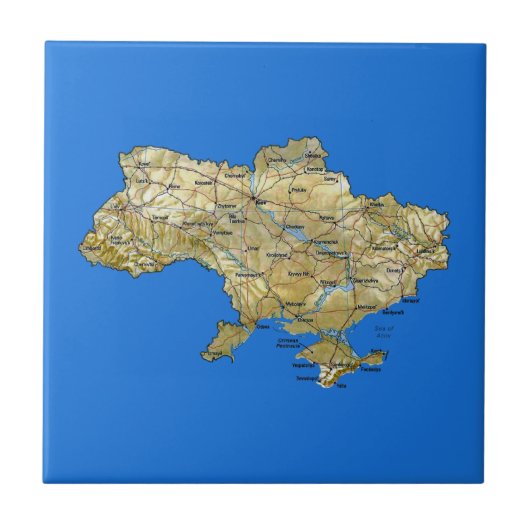 Carreau Tuile de carte de l'Ukraine (Devant)