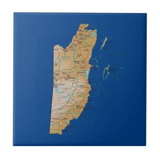 Carreau Tuile de carte du Belize (Devant)
