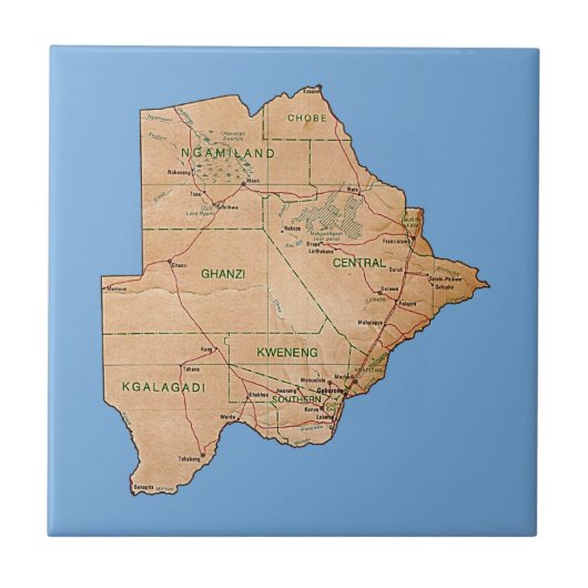 Carreau Tuile de carte du Botswana (Devant)