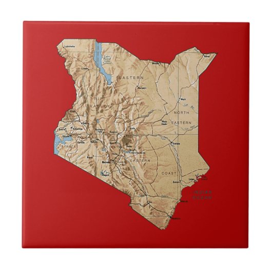 Carreau Tuile de carte du Kenya (Devant)