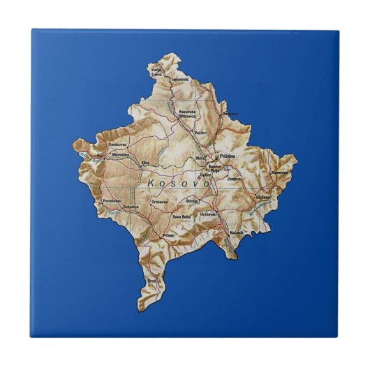 Carreau Tuile de carte du Kosovo (Devant)