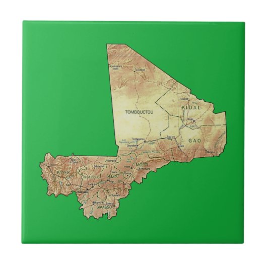 Carreau Tuile de carte du Mali (Devant)